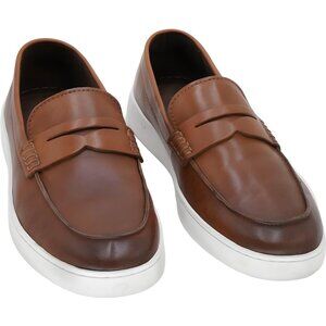 Mens Brown Penny Boat Loafer Casual Shoe US 8